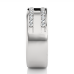 Load image into Gallery viewer, Round Stone Two Row Moissanite Ring silver
