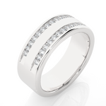 Load image into Gallery viewer, 1 Ct Round Moissanite Two Row Wedding Band In Silver