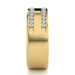 Load image into Gallery viewer, Round Stone Two Row Moissanite Ring yellow gold