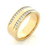 Load image into Gallery viewer, Round Stone Two Row Moissanite Ring yellow gold