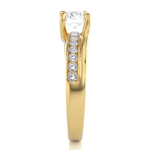Load image into Gallery viewer, Round Stone With Four Prong Channel Setting Moissanite Ring yellow gold