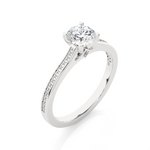 Load image into Gallery viewer, Round Stone with Bridge Accent Moissanite Ring white gold