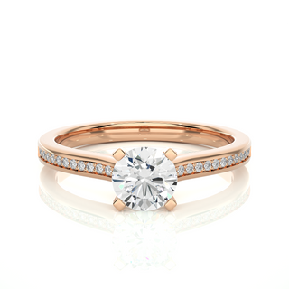 1.4 Carat Round Stone With Bridge Accent Moissanite Engagement Ring in Yellow Gold