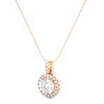 Load image into Gallery viewer, Round Stone with Halo Moissanite Pendant rose gold
