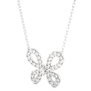 Scallop Pave Butterfly Shape Moissanite Pendant white gold