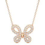 Load image into Gallery viewer, 0.5 Ct Scallop Pave Butterfly Shape Moissanite Pendant In Yellow Gold