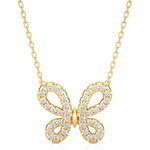Load image into Gallery viewer, Scallop Pave Butterfly Shape Moissanite Pendant yellow gold