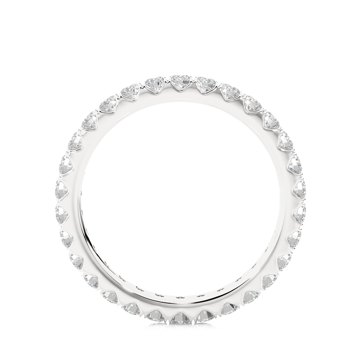 Scalloped paved women's moissanite eternity ring silver