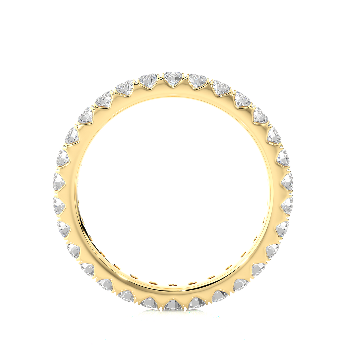 Scalloped paved women's moissanite eternity ring yellow gold