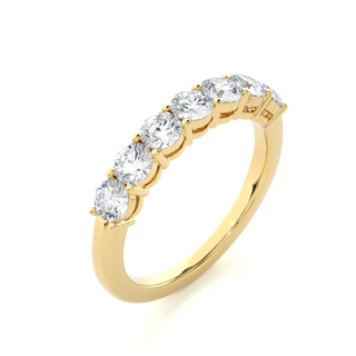 1ct Seven Stone Moissanite Half Eternity Band in Yellow Gold