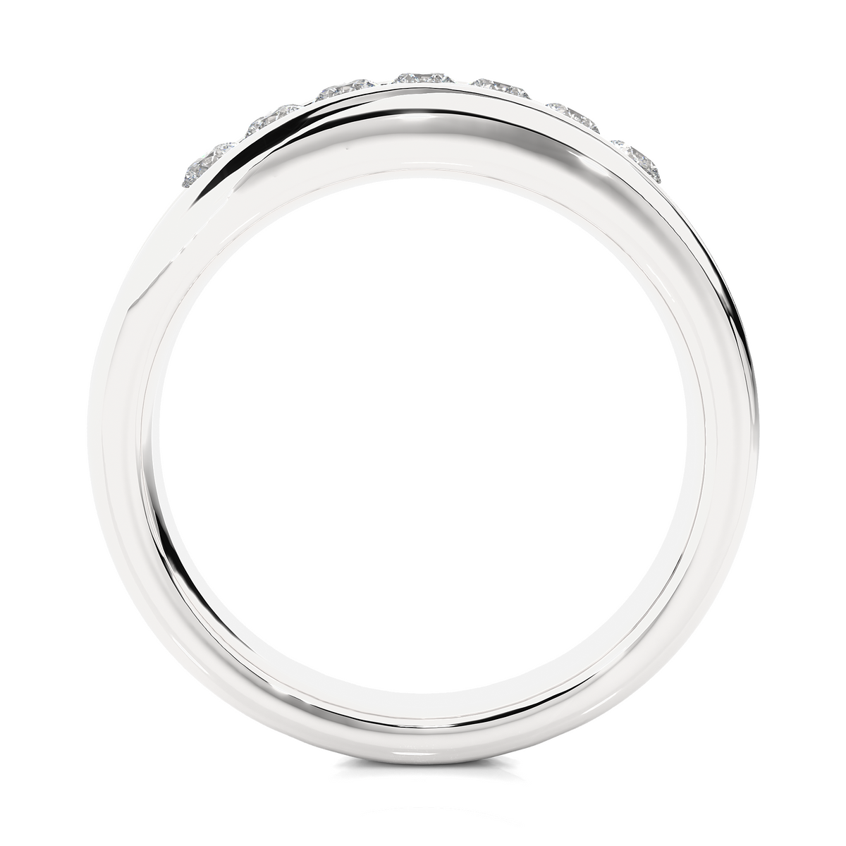 Seven stone round shape moissanite ring white gold