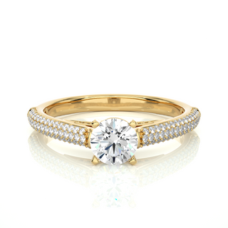 Solitaire Three Row Moissanite ring yellow gold