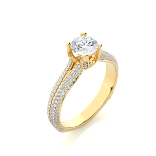 1.5 Ct Split Shank Moissanite Engagement Ring in Yellow Gold