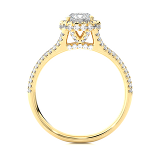 Split Shank With Side Halo Moissnaite Ring yellow gold
