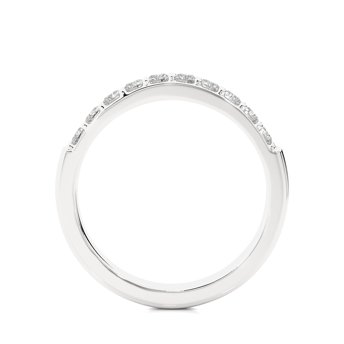 1 ct round cut moissanite pave set wedding band in white gold