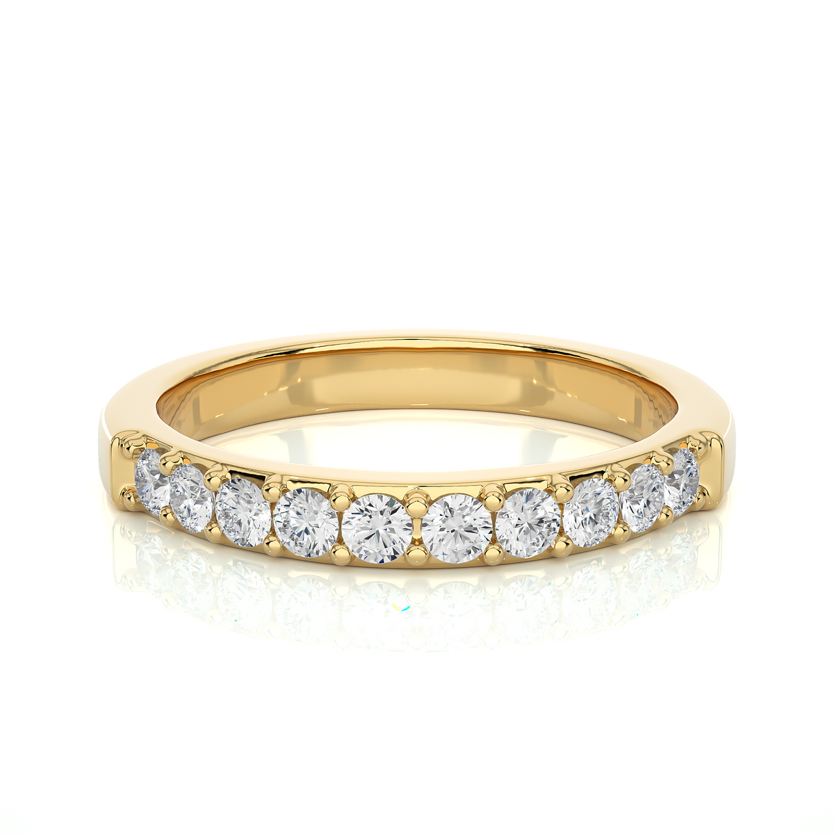 Surface prong setting moissanite ring yellow gold