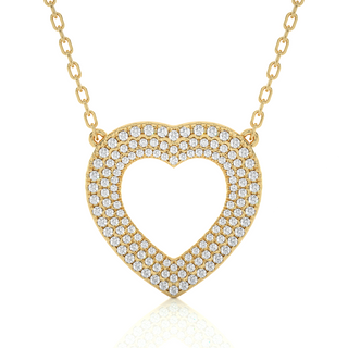 1 Ct Three Row Heart Shape Moissanite Pendant in White Gold