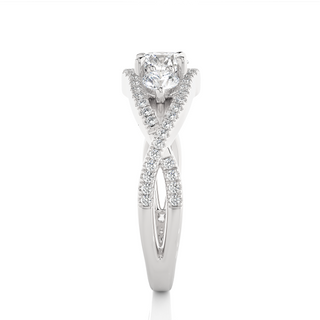Twisted Three Stone Moissanite Engagement Ring white gold