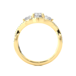 Twisted Three Stone Moissanite Engagement Ring yellow gold