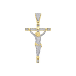 Load image into Gallery viewer, 3 Carat Round Shape Moissanite Jesus Cross Pendant in Yellow Gold