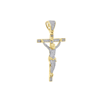 Load image into Gallery viewer, 3 Carat Round Shape Moissanite Jesus Cross Pendant in Yellow Gold