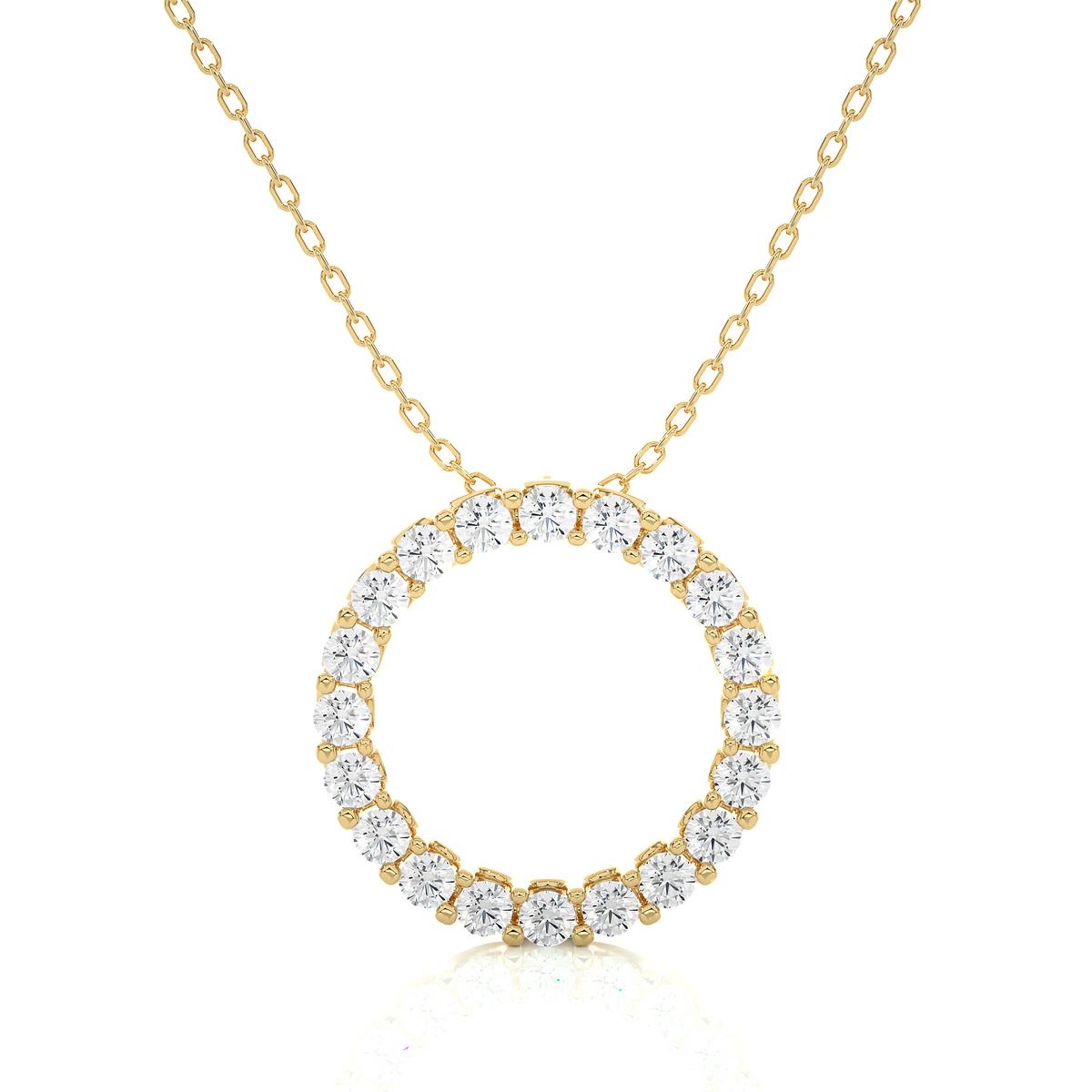 Women's round shape pendant yellow gold