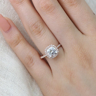 2.8ct Cushion Halo Moissanite Engagement Ring For Women