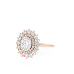 Load image into Gallery viewer, 2 Ct Oval Shaped Moissanite Double Halo Engagement Ring In Rose Gold