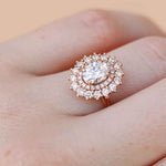 Load image into Gallery viewer, 2 Ct Oval Shaped Moissanite Double Halo Engagement Ring In Rose Gold