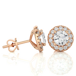 Load image into Gallery viewer, 2 Carat Moissanite Halo Push Back Stud Earrings In Rose Gold Loose Moissanite