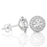 Load image into Gallery viewer, 2 Carat Moissanite Halo Push Back Stud Earrings In Silver