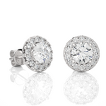 Load image into Gallery viewer, 2 Carat Moissanite Halo Push Back Stud Earrings In Silver