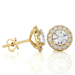 Load image into Gallery viewer, 2 Carat Moissanite Halo Push Back Stud Earrings In Yellow Gold
