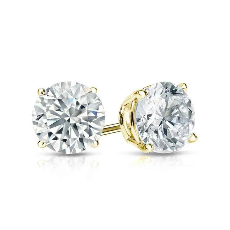 2 carat round shape moissanite stud earrings for mens