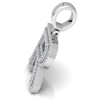 3ct Moissanite in itial "R" Pendant in White Gold