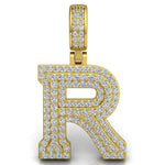 Load image into Gallery viewer, 3 Ct Round Cut Moissanite Initial "R" Pendant in White Gold