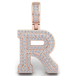 Load image into Gallery viewer, 3 Ct Round Cut Moissanite Initial "R" Pendant in White Gold