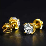 Load image into Gallery viewer, 2 Ct Round Shape Push Back Moissanite Stud Earrings For Men's
