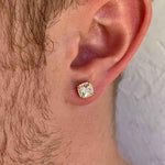 Load image into Gallery viewer, 2.20 Ct Princess Cut Halo Moissanite Earrings in Yellow Gold