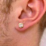 Load image into Gallery viewer, 2.20 Ct Princess Cut Halo Moissanite Earrings in Yellow Gold