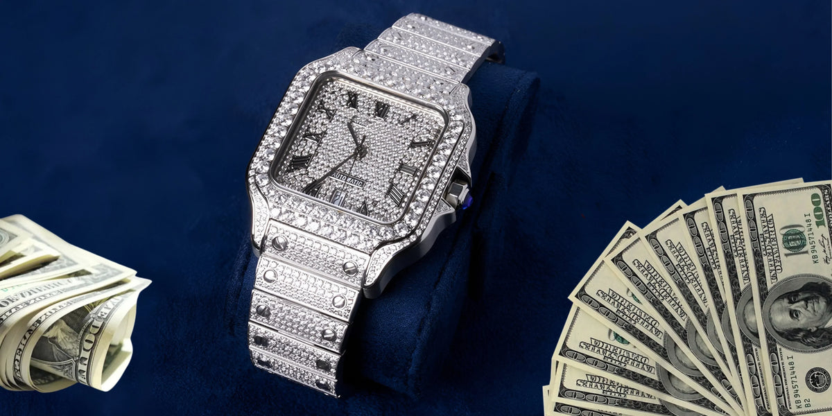 Vvs moissanite watches with money near to it
