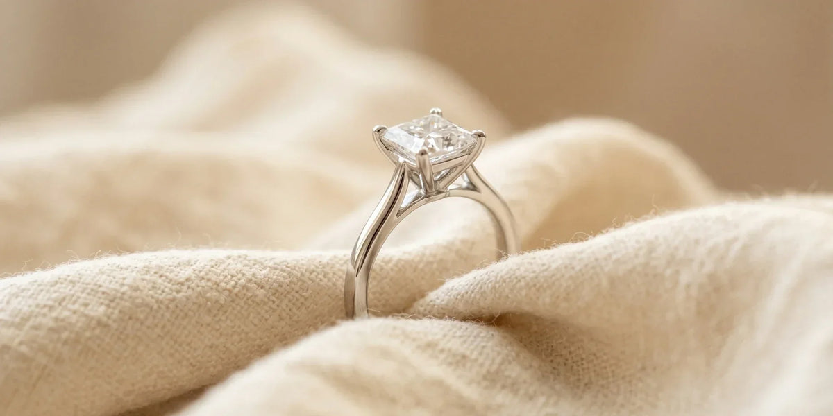 A hidden sparkle beneath the surface: princess solitaire ring with a secret accent stone