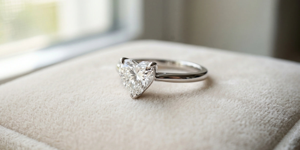 Heart cut solitaire ring with intersecting gallery profile: a romantic symbol of love and timeless elegance