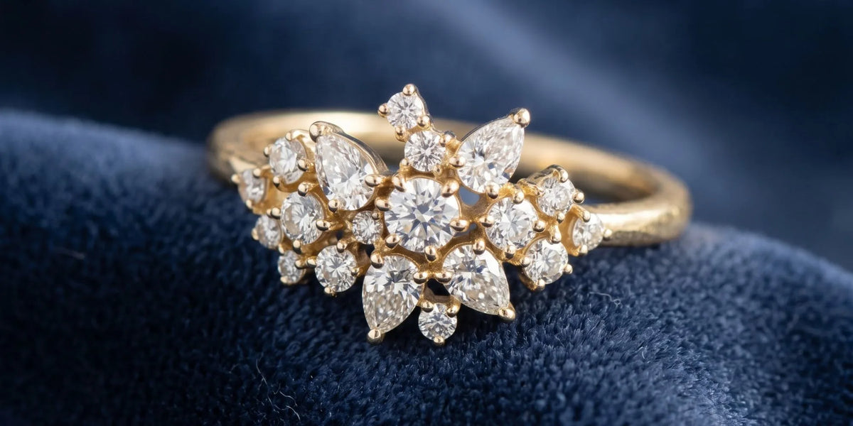 Cluster ring with scattered constellation arrangement: celestial beauty inspired by the night sky