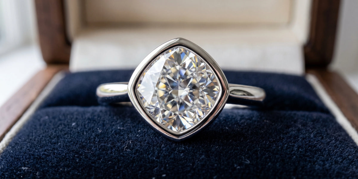 Cushion cut solitaire ring with kite orientation setting: a bold twist on classic elegance