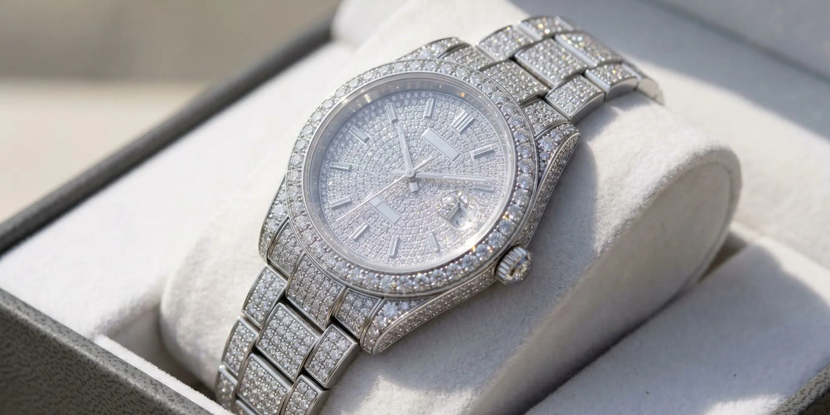 Iced out moissanite watches for women