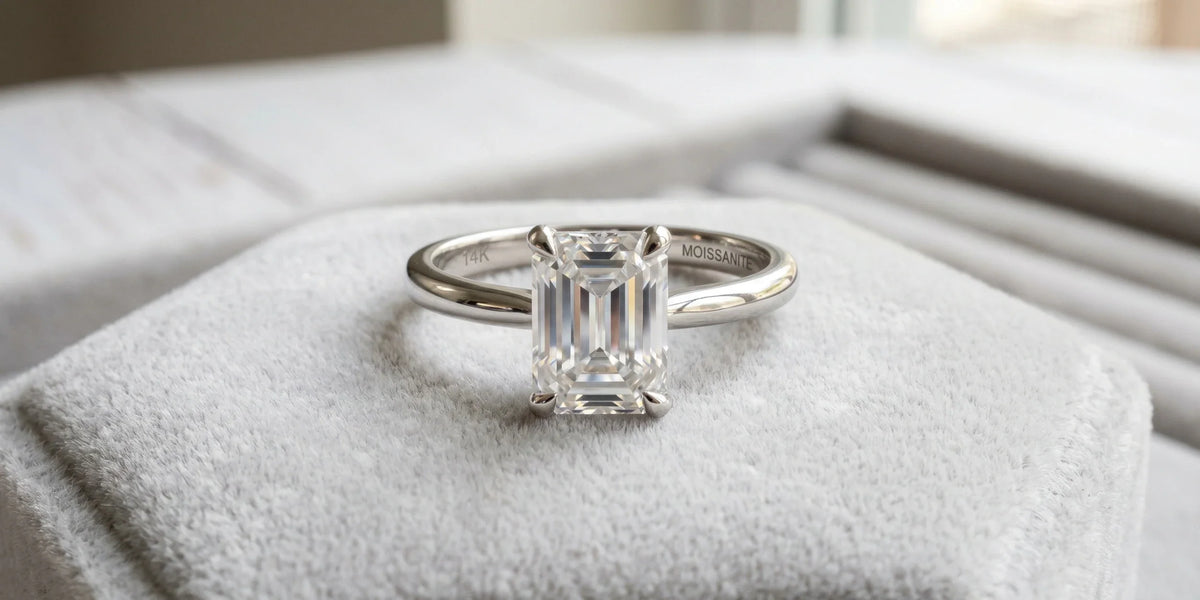 Moissanite emerald cut ring