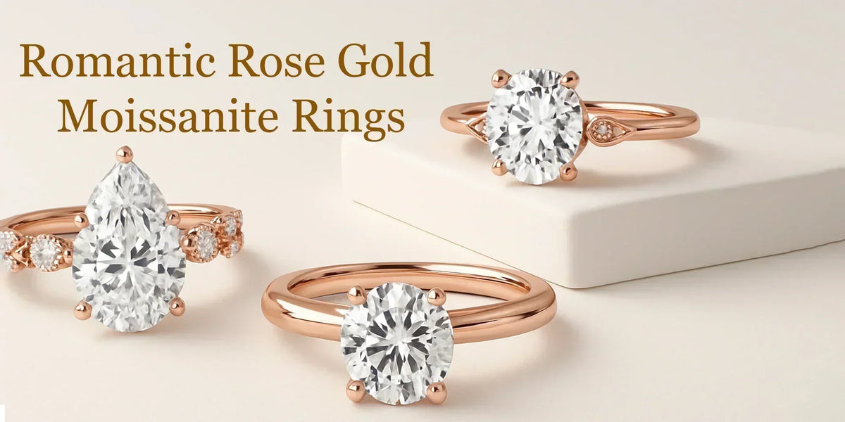 Rose gold moissanite rings