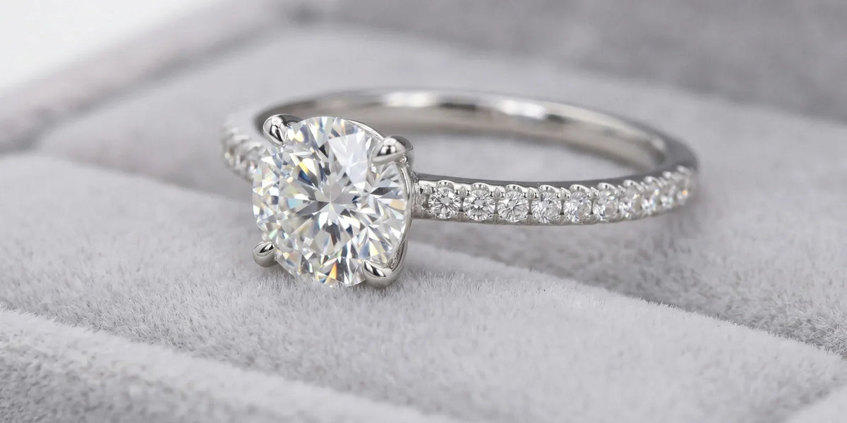 Round solitaire accent ring with micro pavé brilliance