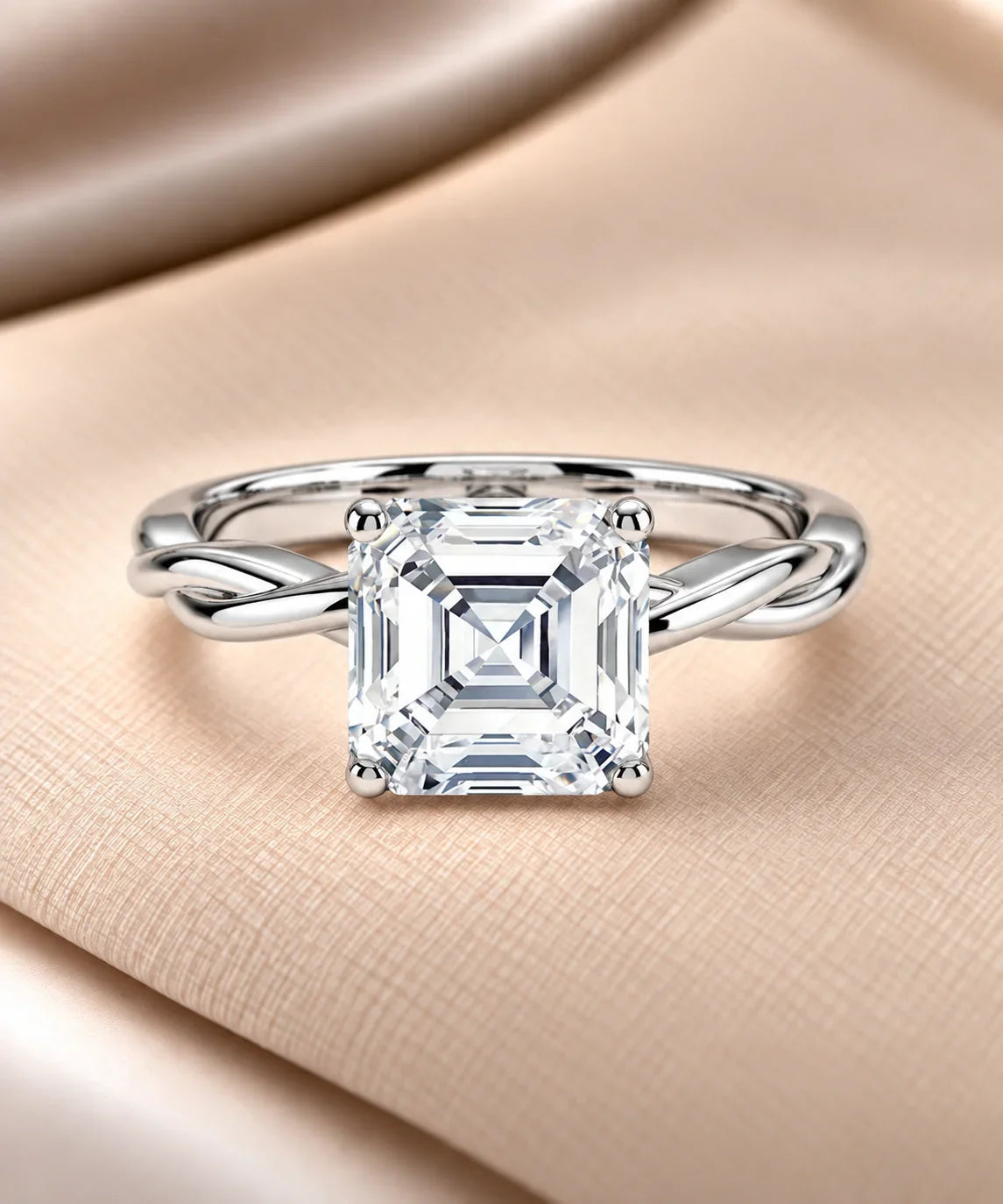 Asscher cut moissanite rings